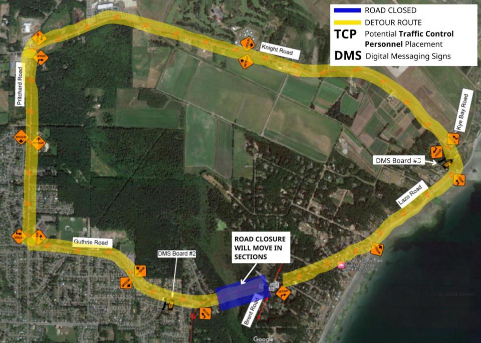 map of road closure Lazo Road