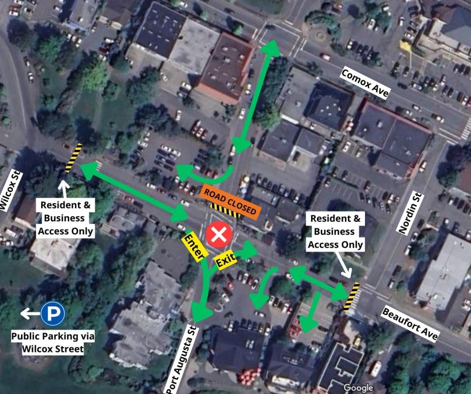 Map of Port August St a Beaufort Ave intersection closure, December 3 and 4